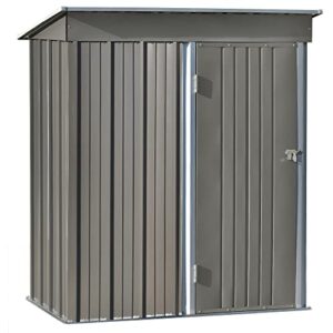 LUMISOL 5 x 3 FT Outdoor Storage Shed, Heavy Duty Metal Shed with Lockable Door, Tool Garden Shed Waterproof Storage House for Backyard, Patio, Lawn (Gray)