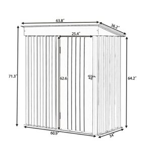 LUMISOL 5 x 3 FT Outdoor Storage Shed, Heavy Duty Metal Shed with Lockable Door, Tool Garden Shed Waterproof Storage House for Backyard, Patio, Lawn (Gray)