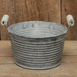 for -- Mini Graywashed Metal Washtub with Wood Handles 5.25" x 4.25" Area Home & Garden