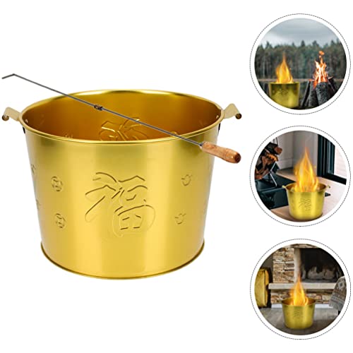 LIFKOME 55 Gallon Burn Drum Stainless Steel Burn Incinerator Cage Pit Chinese Fortune Treasure Basin Ash Bucket Money Burning Incinerator Bin for Garden Leaf Trash Yard Trash Cans Outdoor