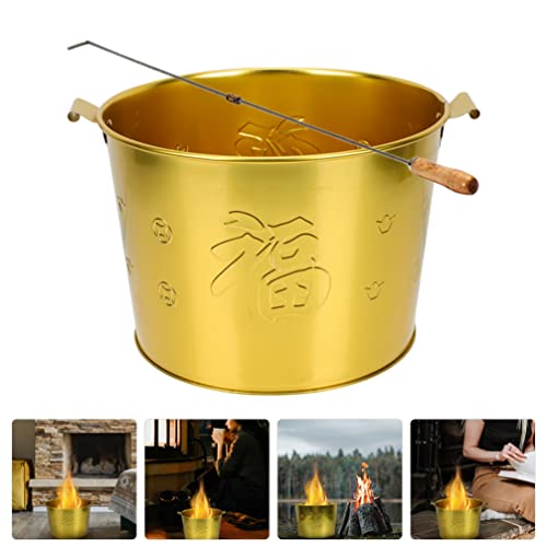 LIFKOME 55 Gallon Burn Drum Stainless Steel Burn Incinerator Cage Pit Chinese Fortune Treasure Basin Ash Bucket Money Burning Incinerator Bin for Garden Leaf Trash Yard Trash Cans Outdoor