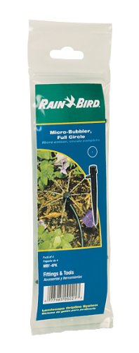 Rain Bird MBF4PKS Drip Irrigation Micro-Bubbler on Stake, 360° Full Circle Pattern, 0 - 3' Spray Distance, 4-Pack,Black