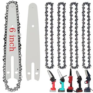 5 pieces 6 inch mini chainsaw chain with 2 pcs replacement saw chain bar replacement chains for cordless electric portable mini chainsaw mini cordless electric chainsaw chain for wood branch cutting