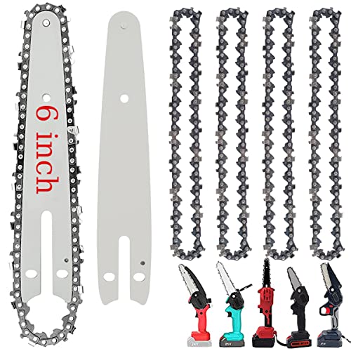 5 Pieces 6 Inch Mini Chainsaw Chain With 2 Pcs Replacement Saw Chain Bar Replacement Chains For Cordless Electric Portable Mini Chainsaw Mini Cordless Electric Chainsaw Chain for Wood Branch Cutting