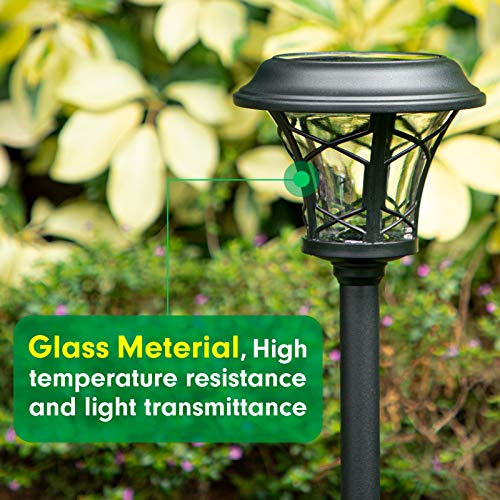 BEAU JARDIN 8 Pack Solar Landscape Pathway Lights Bright Outdoor Garden IP65 Waterpoof Stakes Metal Glass Stainless Steel Auto On/Off Powered LED Lighting Decorative for Yard Walkway Warm White BG308