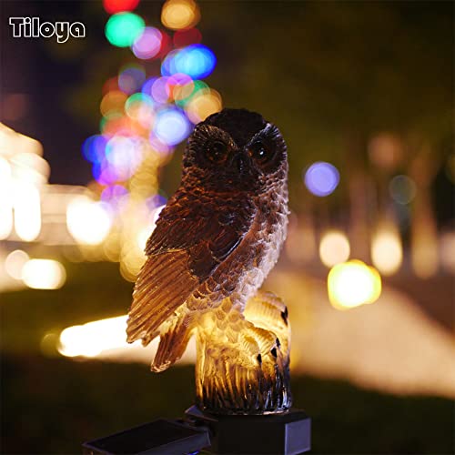 TILOYA Owl Solar Garden Light Pro, Cute Owl Outdoor Yard Light Waterproof Adorable Garden Light Pro for Garden Lawn Decoration Walkway Courtyard Patio Decoration Creative Gift