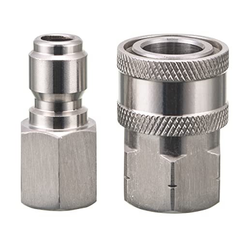 RIDGE WASHER Pressure Washer Adapter Set, 3/8 Inch Quick Connect Kit, Stainless Steel Female NPT Fitting, 5000 PSI, 2-Pack