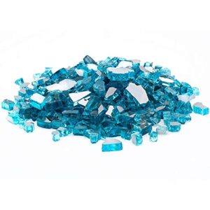 dragon glass 1/4″ reflective fire glass, 10 lb, caribbean blue