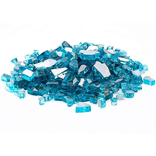 Dragon Glass 1/4" Reflective Fire Glass, 10 lb, Caribbean Blue