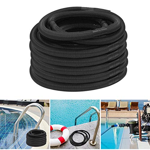 ECYC 6.3m Black Pool Hose Filter Pump Diversion Hose Swimming Pool Pumping Water Pipe Filter Tube Fish Pond Drainage Garden Watering Connection Pipe Anti-UV, Chlorine-Resistant