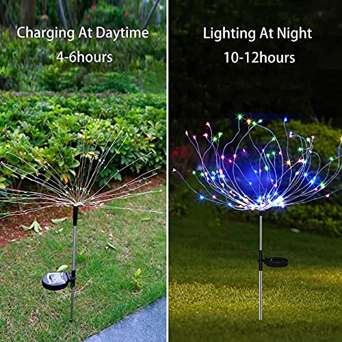 4Pack Firework Solar Lights Outdoor, Solar Garden Decorative Lights, Solar Walkway Lights Waterproof, 35 Copper Wires String Lights for Christmas, Pathway, Patio, Flowerbed