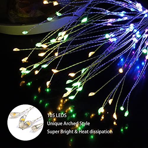 4Pack Firework Solar Lights Outdoor, Solar Garden Decorative Lights, Solar Walkway Lights Waterproof, 35 Copper Wires String Lights for Christmas, Pathway, Patio, Flowerbed