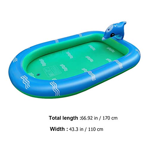 VALICLUD Toddler Toy Swimming Pool with Sprinkler Kids Pool Family Inflatable Blue Blow Up Lounge Swimming Pools Water Spraying Pool 170x110cm for Outdoor Garden Backyard Inflatables