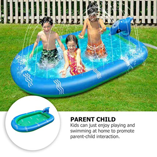 VALICLUD Toddler Toy Swimming Pool with Sprinkler Kids Pool Family Inflatable Blue Blow Up Lounge Swimming Pools Water Spraying Pool 170x110cm for Outdoor Garden Backyard Inflatables