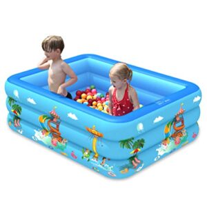 BESPORTBLE Kids Pool Inflatable Swimming Pool Blow up Family Pool Lounge Kiddie Pool for Kids Adults Garden Play Toy (Blue) 120cm Double Layer Kids Swimming Pool