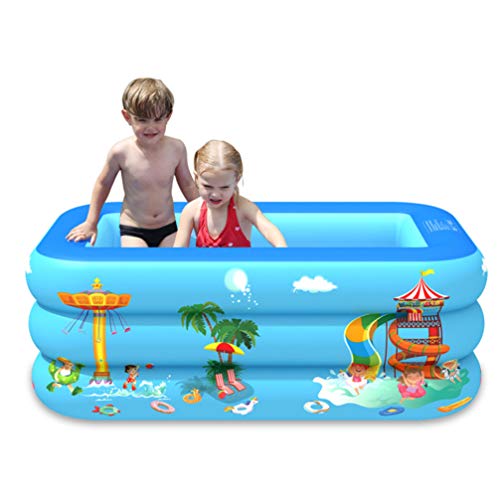 BESPORTBLE Kids Pool Inflatable Swimming Pool Blow up Family Pool Lounge Kiddie Pool for Kids Adults Garden Play Toy (Blue) 120cm Double Layer Kids Swimming Pool