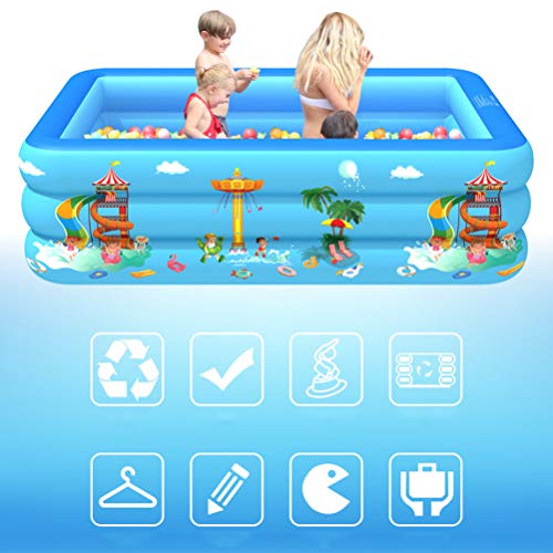 BESPORTBLE Kids Pool Inflatable Swimming Pool Blow up Family Pool Lounge Kiddie Pool for Kids Adults Garden Play Toy (Blue) 120cm Double Layer Kids Swimming Pool