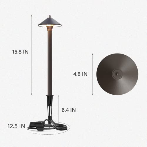 GOODSMANN Landscape Lighting Low Voltage Outdoor Path Light 1PK Halogen Pathway Light Wired 10W 25 Lumen 2700K Warm White Metal 12V AC Bronze Electric Sidewalk Walkway Light with Cable Connector