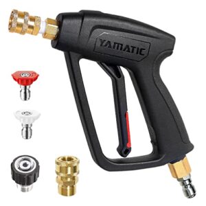 yamatic pressure washer gun with 3/8″ swivel quick connector, high power washer handle with m22-14mm & m22-15mm adapter replacement for sun joe, ryobi, simpson, craftsman and more (4500 psi, 8 gpm)