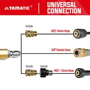 YAMATIC Pressure Washer Gun with 3/8" Swivel Quick Connector, High Power Washer Handle with M22-14mm & M22-15mm Adapter Replacement for Sun Joe, Ryobi, Simpson, Craftsman and More (4500 PSI, 8 GPM)