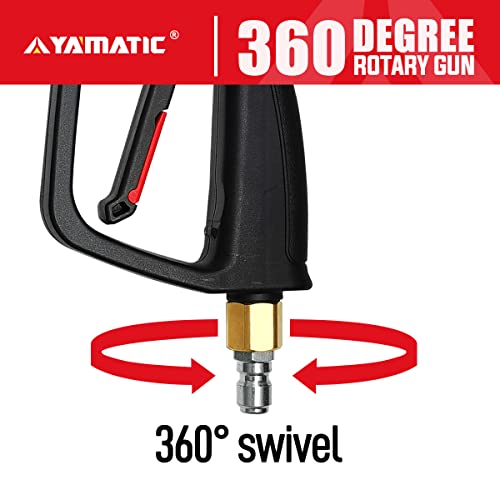 YAMATIC Pressure Washer Gun with 3/8" Swivel Quick Connector, High Power Washer Handle with M22-14mm & M22-15mm Adapter Replacement for Sun Joe, Ryobi, Simpson, Craftsman and More (4500 PSI, 8 GPM)