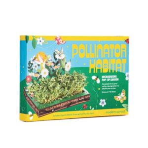 modern sprout interactive microgreens garden kit for kids, indoor seed activity kit, for little growers, pollinator habitat