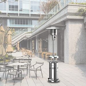 ROMONICA 48000BTU outdoor garden Silvery heater high vertical hammer facing garden outdoor heater propane vertical, with wheels and LED table, stainless steel - 6 set