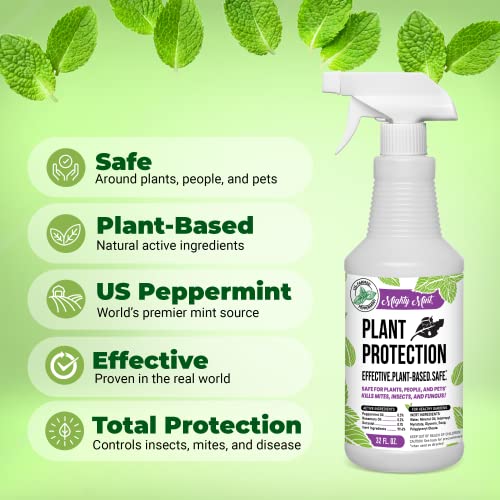 Mighty Mint 32oz Plant Protection Peppermint Spray for Spider Mites, Insects, Fungus, and Disease