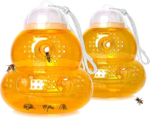 2 Pack Wasp Traps, Yellow Jacket Killer Bee Traps for Outside,Wasp Carpenter Bee Catcher Fly Trap