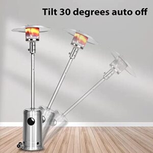 ROMONICA 48,000BTU Outdoor Patio Heater Tall Standing Hammered Finish Garden Outdoor Heater Propane Standing, Stainless steel outdoor space gas heater with wheels, Silvery - 4 set