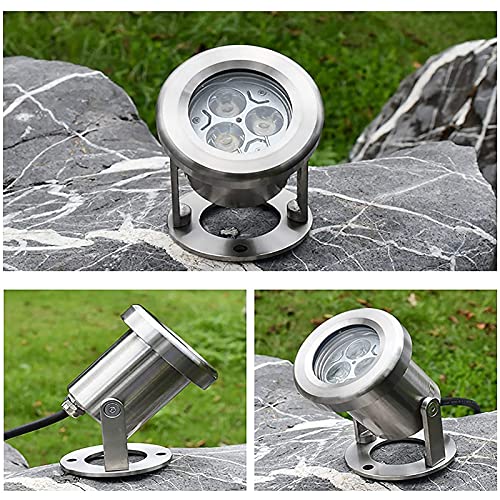 AMDHZ 3W Underwater Lights 304 Stainless Steel Waterproof IP68 Pool Lights Garden Pond Lights for Fountain Fish Pond Underwater (Color : White Light, Size : 220V)