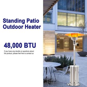 PIONOUS 48000BTU Outdoor Patio with Wheel and Table Heater, Gas Heater for Iindoor and Outdoor use for Garden, Deck, Party, Library, Camping - 6 Set, Silver