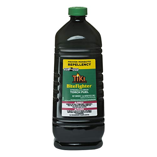 TIKI Brand 1218011 Clean Burn BiteFighter 64 Fl Ounce Torch Fuel, Clear & Brand 1216155 BiteFighter Mosquito Repellent Outdoors, 100 oz Torch Fuel, 100, Black