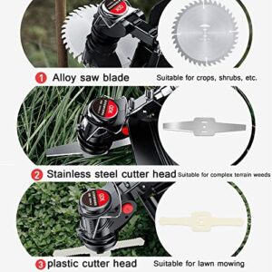 Electric Lawn Mower | 8000mah-13000mah Blade Length: 14.5cm | 100-130cm Length Adjustable Corded Walk-Behind Lawnmower for Small to Medium Gardens Includes Battery Three Blade Chargers