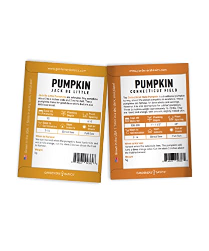 Pumpkin Seeds to Plant - 5 Variety Baby Boo, Giant Big Max, Jack Be Little, Jack O Lantern, Sugar Pie, Great for Pumpkin Seed for Summer, Fall, Pumpkin Seeds for Planting by Gardeners Basics