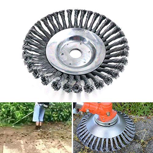 YUET 8'' Strimmer Head Garden Trimmer Wire Brush Cutter Solid Steel Wheel Weed Blade Razors Snow Plough Rope Mower Replacement for String Trimmers, Gardening Lawnmower, Moss Grass Rust Removal 8 Inch