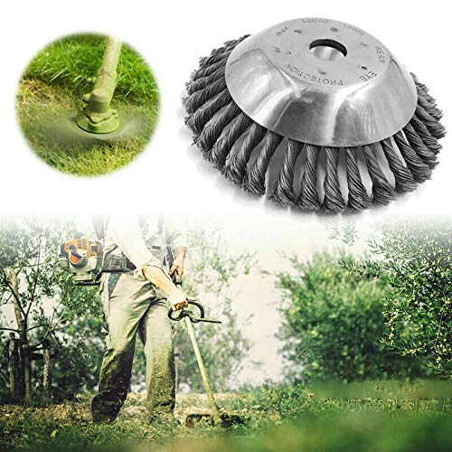 YUET 8'' Strimmer Head Garden Trimmer Wire Brush Cutter Solid Steel Wheel Weed Blade Razors Snow Plough Rope Mower Replacement for String Trimmers, Gardening Lawnmower, Moss Grass Rust Removal 8 Inch