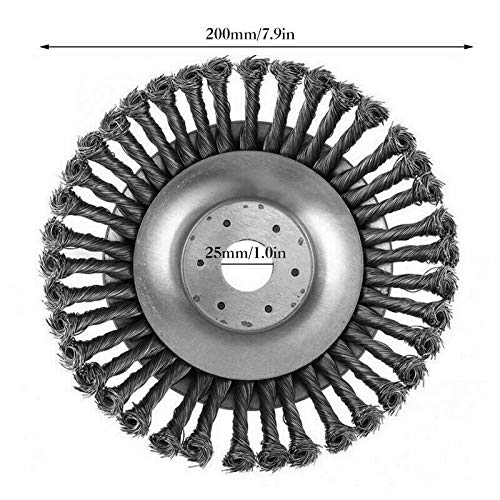 YUET 8'' Strimmer Head Garden Trimmer Wire Brush Cutter Solid Steel Wheel Weed Blade Razors Snow Plough Rope Mower Replacement for String Trimmers, Gardening Lawnmower, Moss Grass Rust Removal 8 Inch