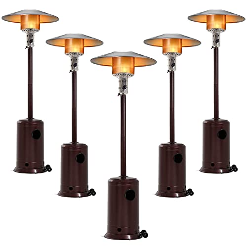 PIONOUS Powerful 41,000 BTU Patio Heater Tall Standing Hammered Finish Garden Outdoor Heater Propane Standing - 5 Set, Bronze