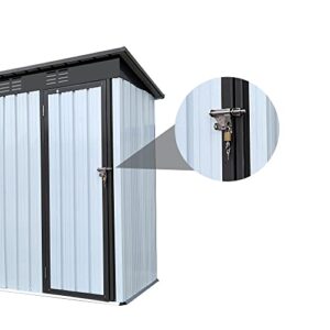 Metal Outdoor Storage Shed 5FT x 3FT, Steel Utility Tool Shed Storage House with Door & Lock, Metal Sheds Outdoor Storage for Backyard Garden Patio Lawn (5' x 3') White+Black