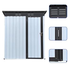 Metal Outdoor Storage Shed 5FT x 3FT, Steel Utility Tool Shed Storage House with Door & Lock, Metal Sheds Outdoor Storage for Backyard Garden Patio Lawn (5' x 3') White+Black