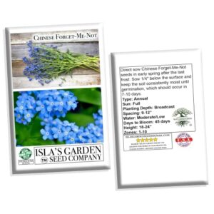 Chinese Forget-Me-Not Flower Seeds, 300+ Heirloom FlowerSeeds Per Packet, (Isla's Garden Seeds), Non GMO & Heirloom Seeds, Scientific Name: Cynoglossum Amabile