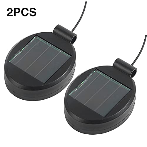 2 Pack Solar Light Replacement Top Part Panel for Outdoor Hanging Lanterns - Solar Lantern Lamp Led Replacement Top Battery Box for Garden Patio Walkway Yard(Black)