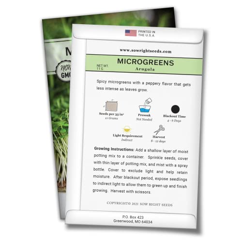 Sow Right Seeds - Microgreens Seed Sample Pack - 9 Packets of Healthy Superfoods to Sprout and Grow Indoors on Your Kitchen Counter. Broccoli, Cress, Sunflower, Arugula, Kale, Radish, Pea, and More