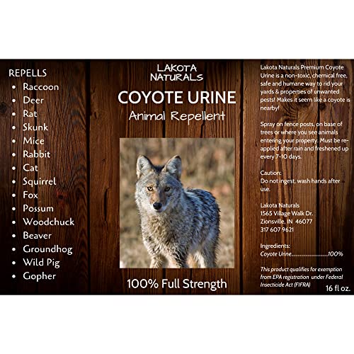 Lakota Naturals Coyote Urine All Natural Animal & Rodent Repellent - Makes It Seem Like a Coyote is Nearby!