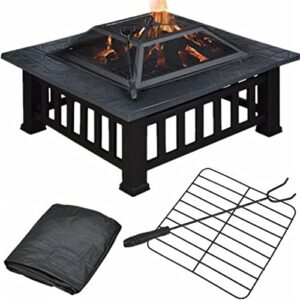 zlxdp fire pit bbq firepit brazier square table stove patio heater outdoor garden