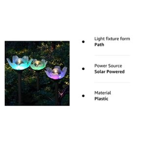 kinna Solar Garden Lights - 6 Pack Decorative Warm White and Multi-Color Changing LED Lotus Lights Solar Lights Outdoor Garden Stake Lights for Garden Lawn Patio Walkway Backyard Decoration