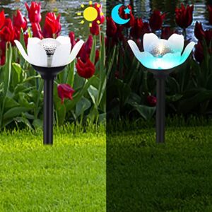 kinna Solar Garden Lights - 6 Pack Decorative Warm White and Multi-Color Changing LED Lotus Lights Solar Lights Outdoor Garden Stake Lights for Garden Lawn Patio Walkway Backyard Decoration