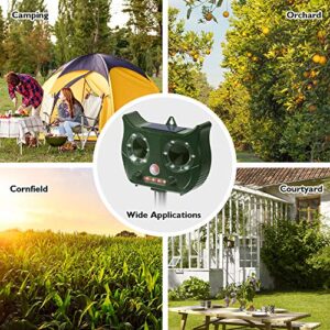 WQBK Animal Outdoor Solar Powered Device with Independent Audible Alarm Speaker- Effectively Scares Away Cats, Dogs, Squirrels, Deer, Raccoon, Groundhog, Skunk, Birds etc