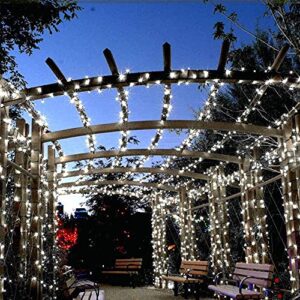 iShabao Solar Color Changing Christmas Lights, 72ft 200 LED White & Warm White Tree Lights, Waterproof 11 Lighting Modes Outdoor Christmas Lights for Yard Garden Holiday Christmas Decorations